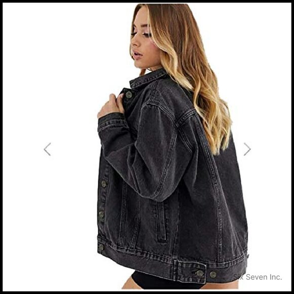 Oversized Vintage Boyfriend Denim Jacket Loose Fit Classic Trucker Style - Picture 3 of 7